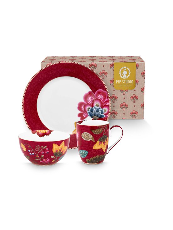 PIP Studio - Blooming Tales Fantasy -astiapakkaus 3-pack - DARK RED | Stockmann - photo 1