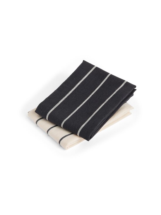 HAY - Outdoor Market -keittiöpyyhkeet 2 kpl - BLACK WITH BEIGE STRIPE | Stockmann - photo 1
