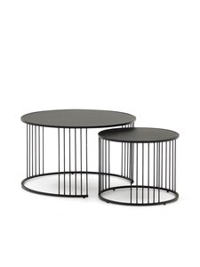 Kave Home - Hadar-sivupöytäsetti musta lasi / metalli ⌀ 75/45 cm - BLACK | Stockmann