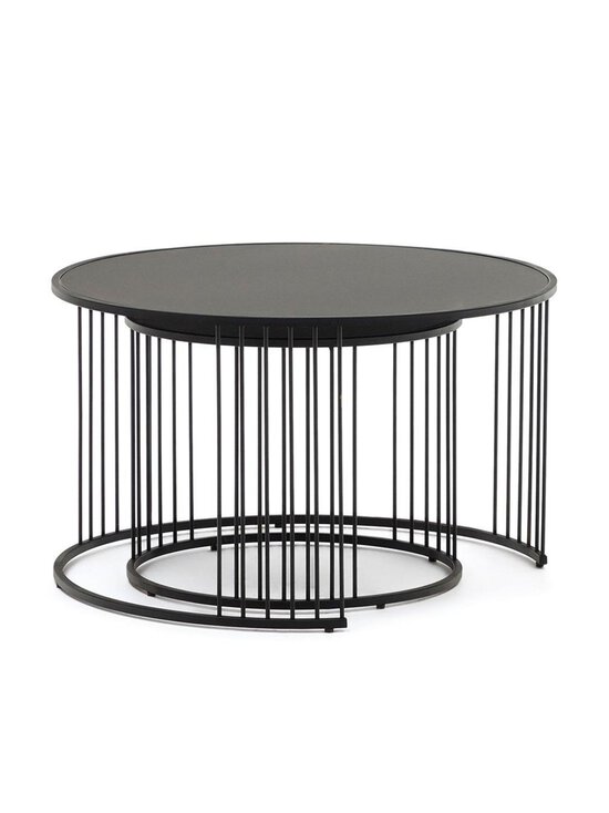 Kave Home - Hadar-sivupöytäsetti musta lasi / metalli ⌀ 75/45 cm - BLACK | Stockmann - photo 2