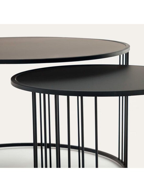 Kave Home - Hadar-sivupöytäsetti musta lasi / metalli ⌀ 75/45 cm - BLACK | Stockmann - photo 3