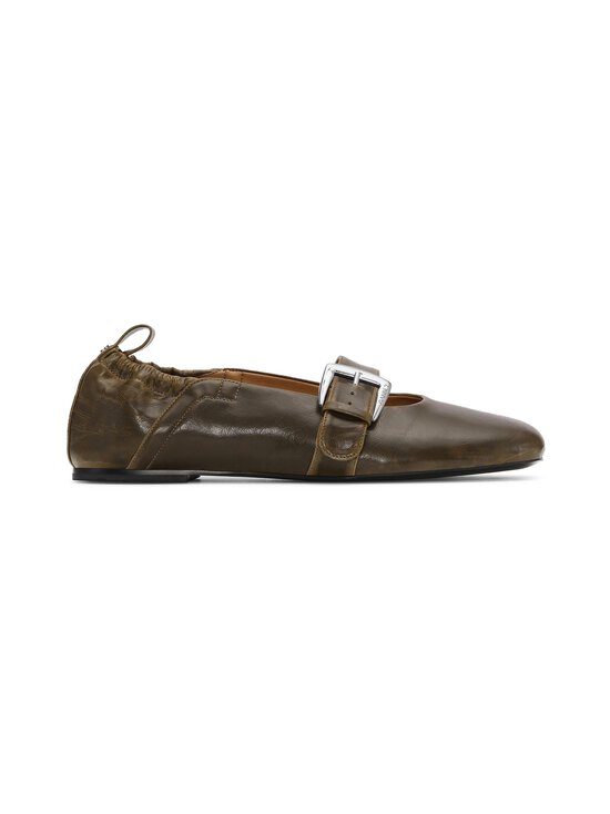 Ganni - Butterfly Strap Crinkle Oleatex -ballerinat - 826 DARK OLIVE - photo 1 Ganni - Butterfly Strap Crinkle Oleatex -ballerinat - 826 DARK OLIVE | Stockmann - photo 1