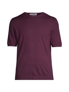 ESSENTIALS by Stockmann - Lühikeste varrukatega meriinovillane kudum Edward - BURGANDY,4F16768 (D5173934) | Stockmann