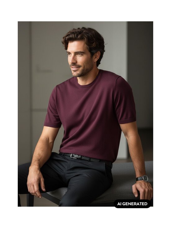 ESSENTIALS by Stockmann - Edward- lyhythihainen merinopaita - BURGANDY,4F16768 (D5173934) | Stockmann - photo 7
