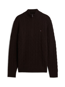 Tommy Hilfiger - Lambswool Half Zip -palmikkoneule - HJT CHOCOLATE | Stockmann