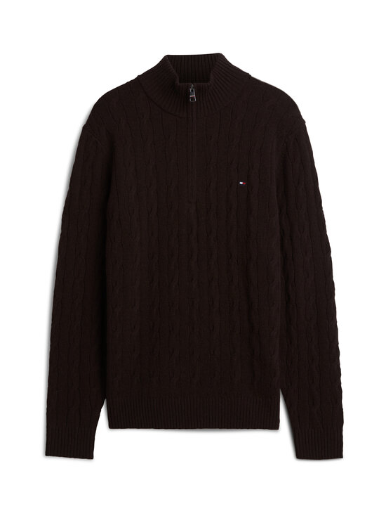 Tommy Hilfiger - Lambswool Half Zip -palmikkoneule - HJT CHOCOLATE | Stockmann - photo 1