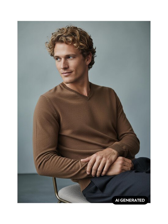 ESSENTIALS by Stockmann - Eric-merinoneulepaita - BROWN MEL. 265528 | Stockmann - photo 5