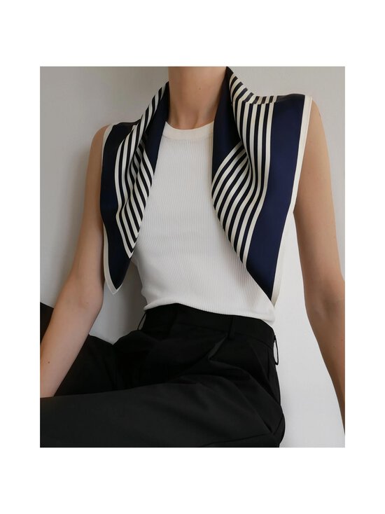 lescarf - Striped-silkkihuivi - NAVY &AMP; CREAM | Stockmann - photo 2