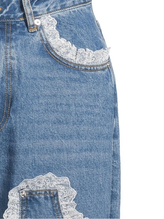 Ganni - Rigid Denim Lace Audri -farkut - 569 DARK BLUE VINTAGE | Stockmann - photo 5