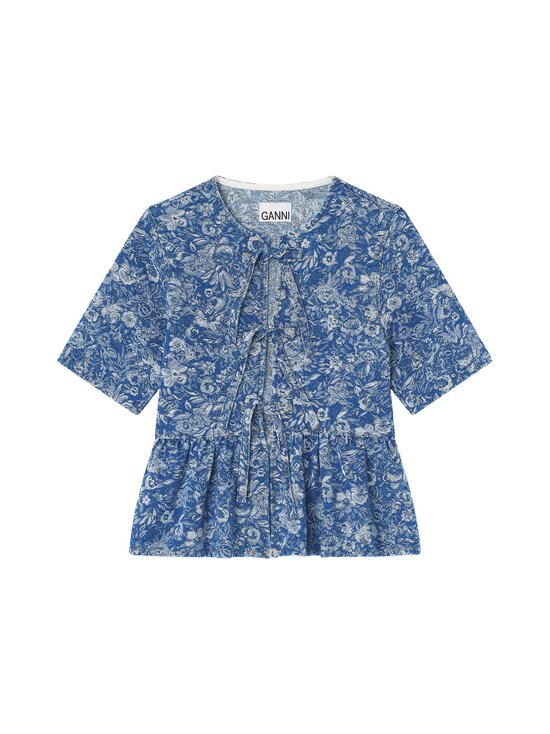 Tapestry Denim Peplum -farkkupusero