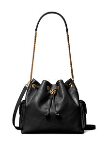 Tory Burch - Charlie Quilted Drawstring Shoulder -nahkalaukku - BLACK | Stockmann