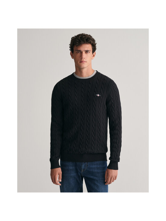 GANT - Cotton Cable C-neck -neule - 5 BLACK | Stockmann - photo 7