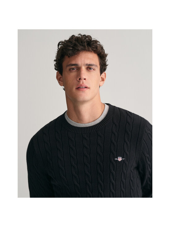 GANT - Cotton Cable C-neck -neule - 5 BLACK | Stockmann - photo 9