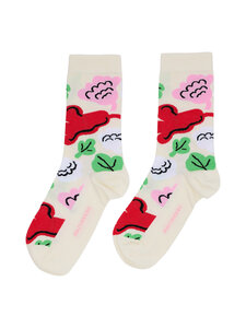 Marimekko - Linjaus Kukasta Kukkaan -sukat - 136 OFF WHITE LIGHT PINK GREEN | Stockmann
