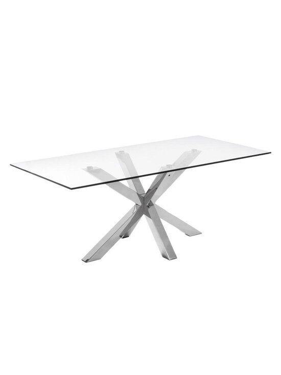 Kave Home - Argo-ruokapöytä lasi / kiiltävä teräs 100 x 200 cm - BEIGE | Stockmann - photo 1