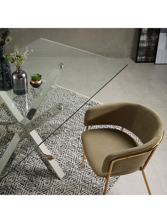 Kave Home - Argo-ruokapöytä lasi / kiiltävä teräs 100 x 200 cm - BEIGE | Stockmann - photo 3
