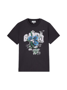 Ganni - Basic Relaxed Flower Print t-paita - NULL PHANTOM | Stockmann