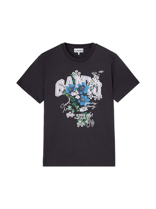 Ganni - Basic Relaxed Flower Print t-paita - NULL PHANTOM | Stockmann - photo 1