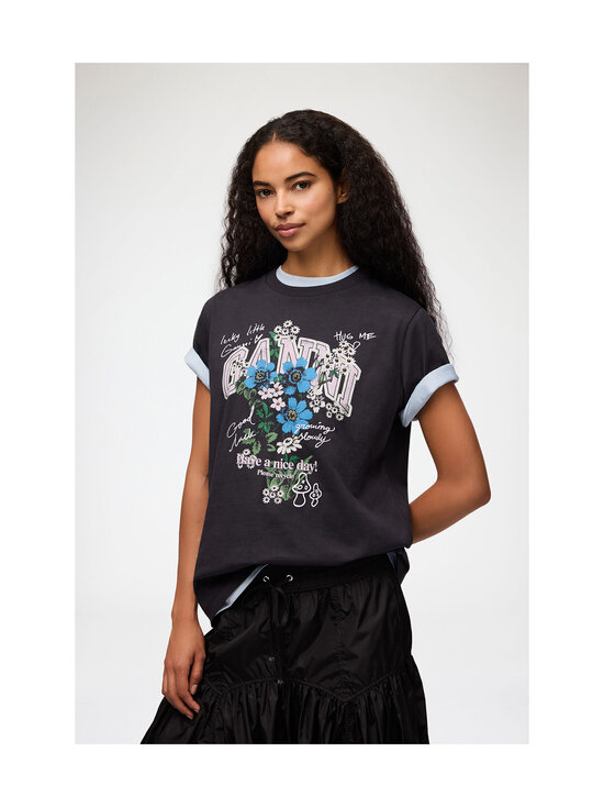 Ganni - Basic Relaxed Flower Print t-paita - NULL PHANTOM | Stockmann - photo 2