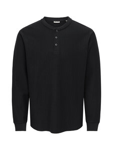 Only & Sons - Särk OnsEddy Herringbone Henley - BLACK | Stockmann