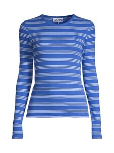 Ganni - Soft Rib Stripe -trikoopaita - ZWF NOUVEAN NAVY | Stockmann