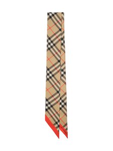 Burberry - Check Silk -silkkihuivi - B9719 SAND/OXBLOOD | Stockmann