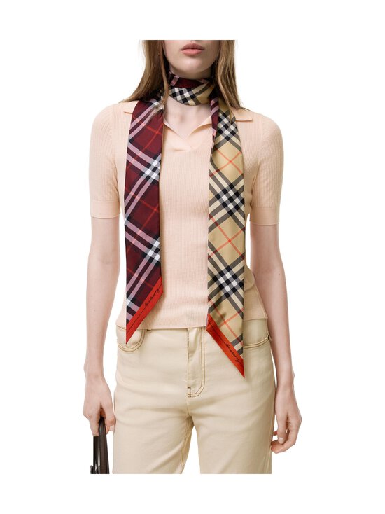 Burberry - Check Silk -silkkihuivi - B9719 SAND/OXBLOOD | Stockmann - photo 4