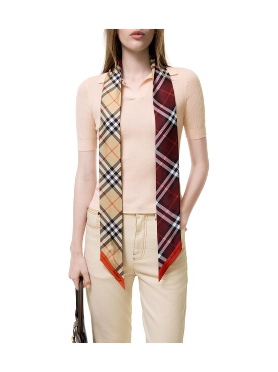 Burberry - Check Silk -silkkihuivi - B9719 SAND/OXBLOOD | Stockmann - photo 5