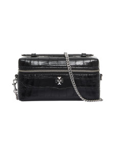 Tory Burch - Charlie Embossed Croc East-West Vanity Case -laukku - 001 BLACK | Stockmann