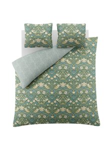 William Morris At Home - Strawberry Thief -satiinipussilakanasetti - AZURE | Stockmann