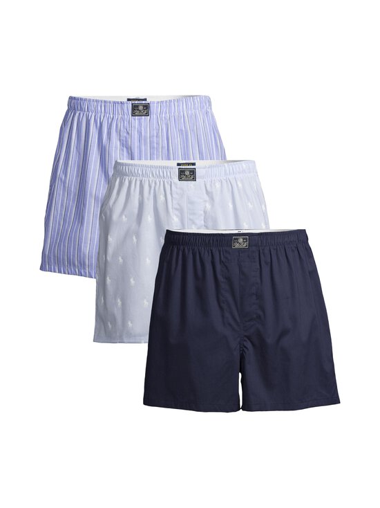 Polo Ralph Lauren - Open Boxer apakšbikses 3 gab. - 3PK OX BLU AOP/CR NVY/BLU STRP - photo 1 Polo Ralph Lauren - Open Boxer apakšbikses 3 gab. - 3PK OX BLU AOP/CR NVY/BLU STRP | Stockmann - photo 1