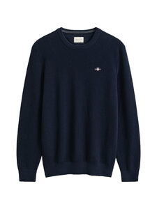 GANT - Puuvillane kudum Micro Textured C-Neck - 433 EVENING BLUE | Stockmann
