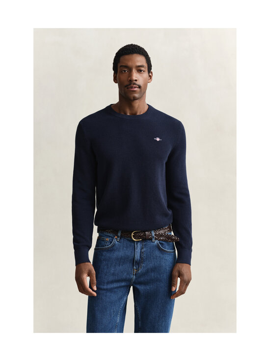 GANT - Puuvillane kudum Micro Textured C-Neck - 433 EVENING BLUE | Stockmann - photo 2