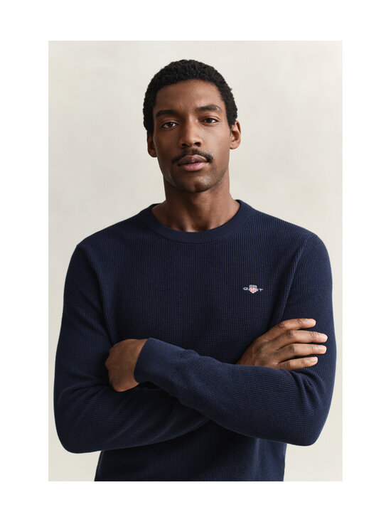 GANT - Puuvillane kudum Micro Textured C-Neck - 433 EVENING BLUE | Stockmann - photo 4