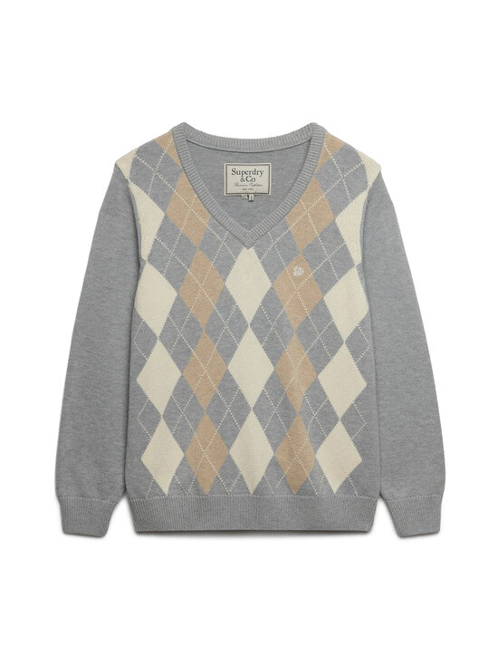 Superdry - V Neck Argyle -neulepaita - VBO CHALK GREY | Stockmann - photo 1