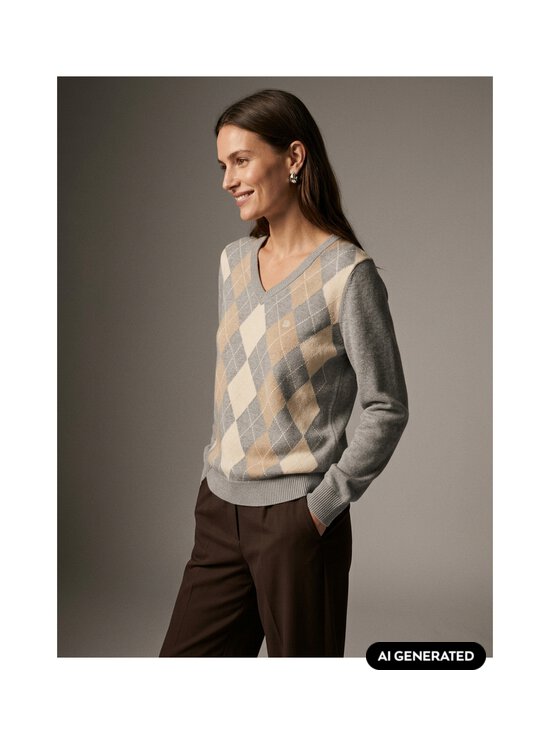 Superdry - Kudum V Neck Argyle - VBO CHALK GREY | Stockmann - photo 3