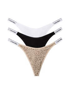 Calvin Klein Underwear - Dipped Thong -alushousut 3 -pack - 3RN BLACK/ CLASSIC WHITE/ ANIMAL MIRROR | Stockmann