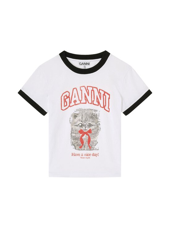 Ganni - Margot Kitty Basic t-paita - 151 BRIGHT WHITE | Stockmann - photo 1