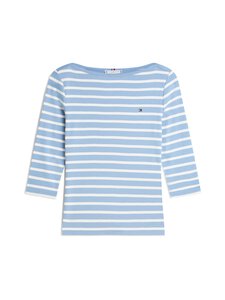 Tommy Hilfiger - Pluus Slim Cody Boat Neck - 0BG CLEAR WATER/ ECRU STP | Stockmann