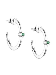 Efva Attling - Micro Blink Hoops -korvakorut - SILVER & EMERALD | Stockmann