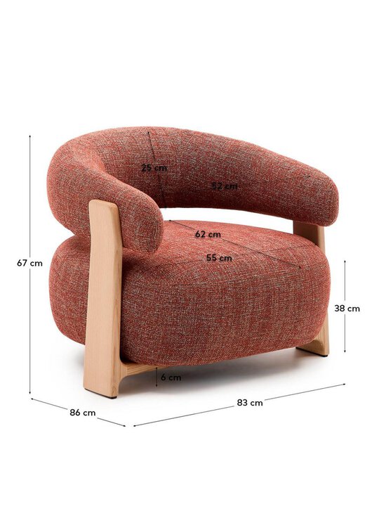 Kave Home - Granite-nojatuoli punaruskea chenille / saarni - PINK | Stockmann - photo 9