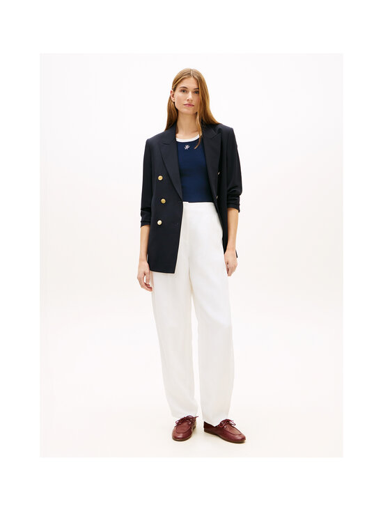 Tommy Hilfiger - Tynnyrilahkeiset viskoosi-pellavahousut - YCF TH OPTIC WHITE | Stockmann - photo 2