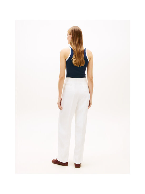 Tommy Hilfiger - Tynnyrilahkeiset viskoosi-pellavahousut - YCF TH OPTIC WHITE | Stockmann - photo 3