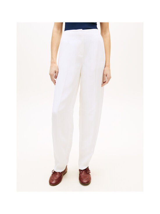 Tommy Hilfiger - Tynnyrilahkeiset viskoosi-pellavahousut - YCF TH OPTIC WHITE | Stockmann - photo 4