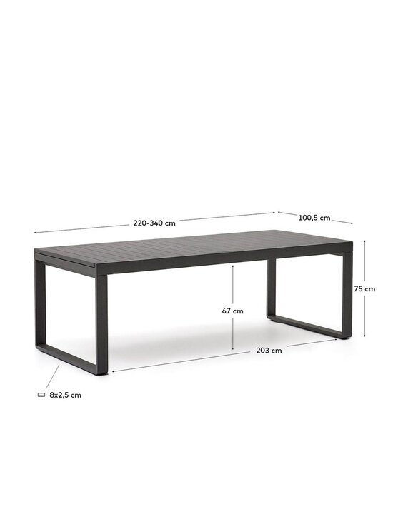 Kave Home - Galdana- jatkettava ruokapöytä tummanharmaa 100 x 220/340 cm - BLACK | Stockmann - photo 4