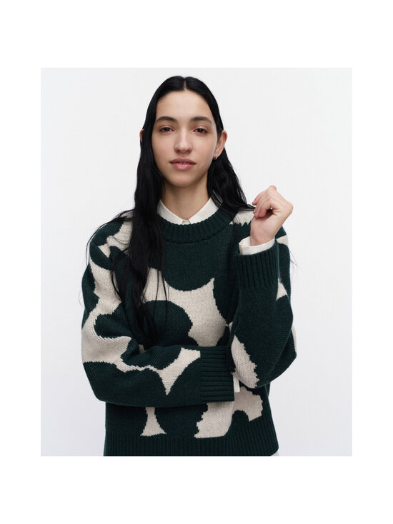 Marimekko - Virtaus Unikko -neulepusero - 610 DARK GREEN, OFF WHITE | Stockmann - photo 5