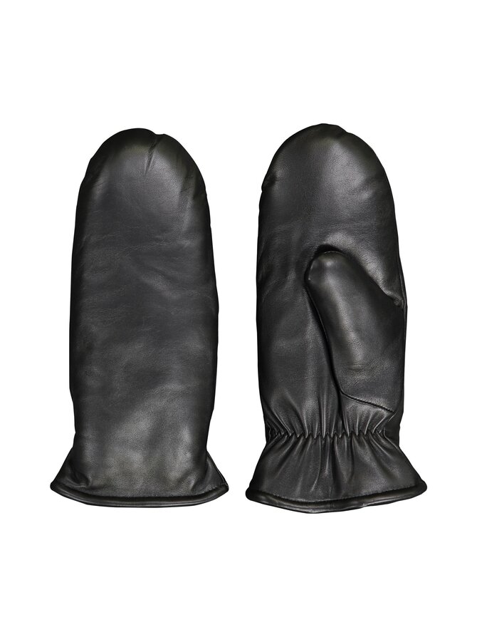 Black leather gloves