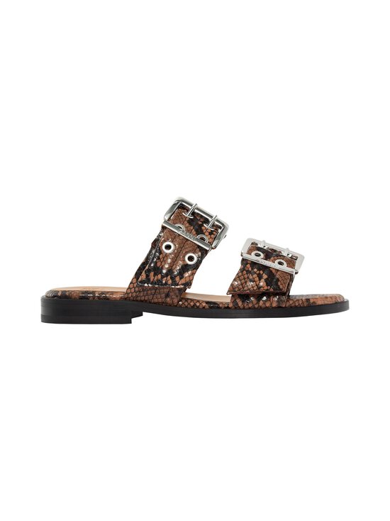Ganni - Feminine Buckle Strap Snake -sandaalit - 05W CINNAMON SWIRL | Stockmann - photo 1