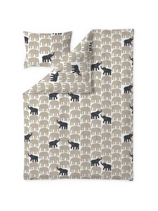 Finlayson - Elefantti Vapaa -pussilakanasetti 150 x 210 cm + 50 x 60 cm - BEIGE/DARK GREY Finlayson - Elefantti Vapaa -pussilakanasetti 150 x 210 cm + 50 x 60 cm - BEIGE/DARK GREY | Stockmann