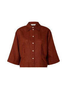 Selected - SlfCleo Regular 3/4 Cropped kreklblūze - CHERRY MAHOGANY | Stockmann